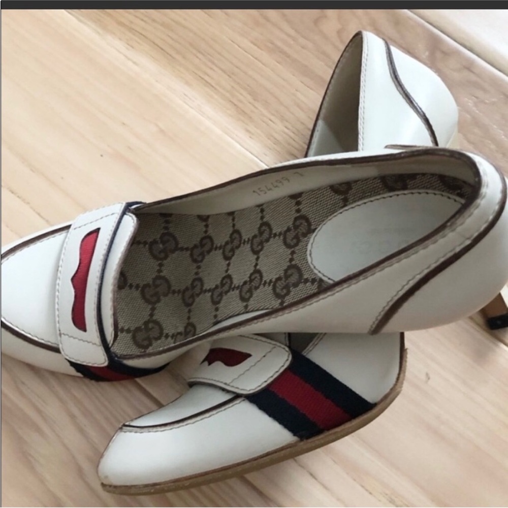 Gucci White Leather Loafers